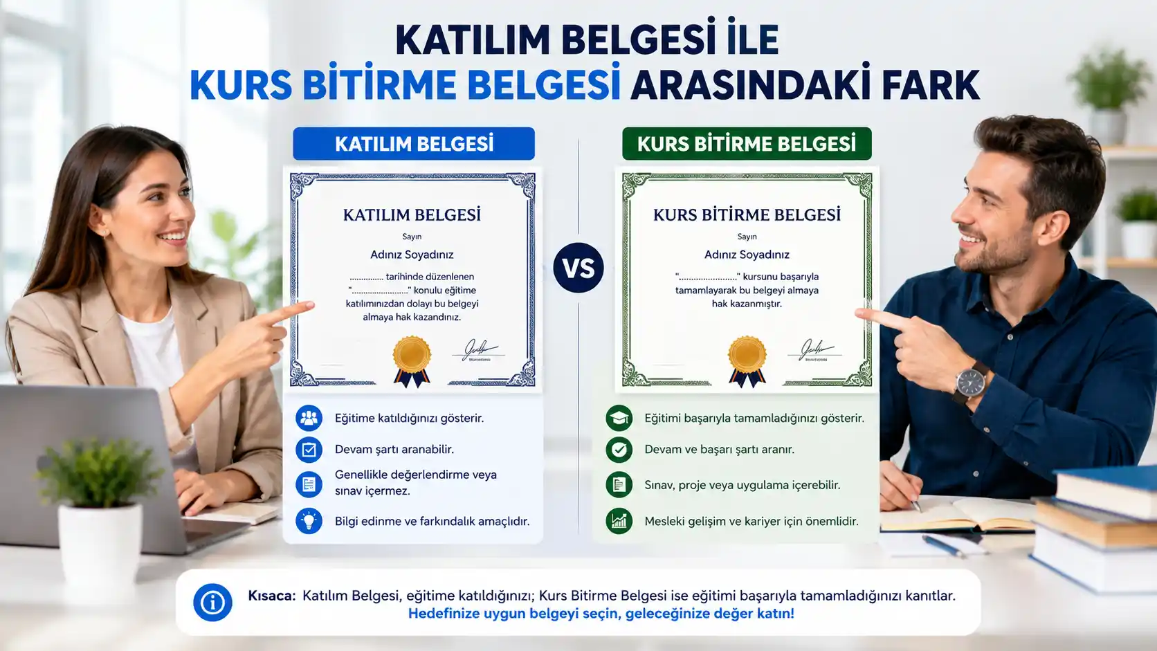 Katılım Belgesi ile Kurs Bitirme Belgesi Arasındaki Fark Nedir?